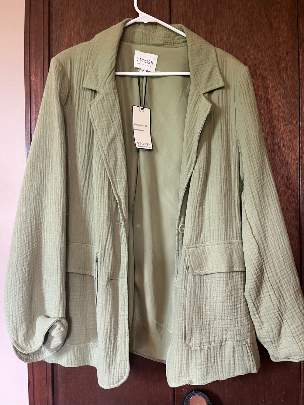 Stoosh Sage Green Lightweight Textured Blazer Large